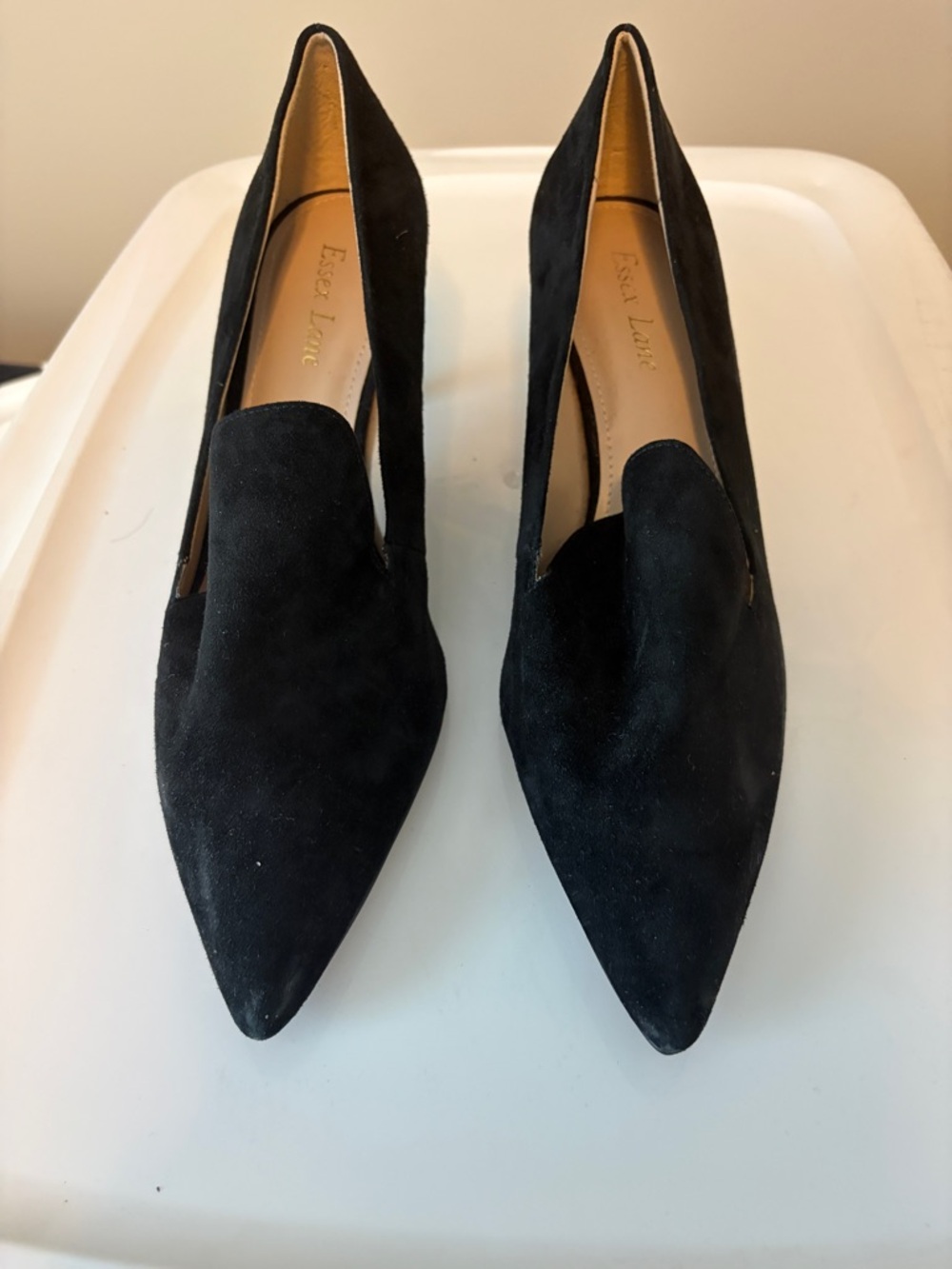 Essex Lane Black Suede Pointed Loafer Pumps